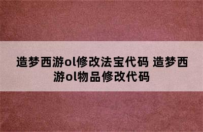 造梦西游ol修改法宝代码 造梦西游ol物品修改代码